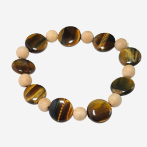 Tiger’s Eye & Wood Beaded Bracelet